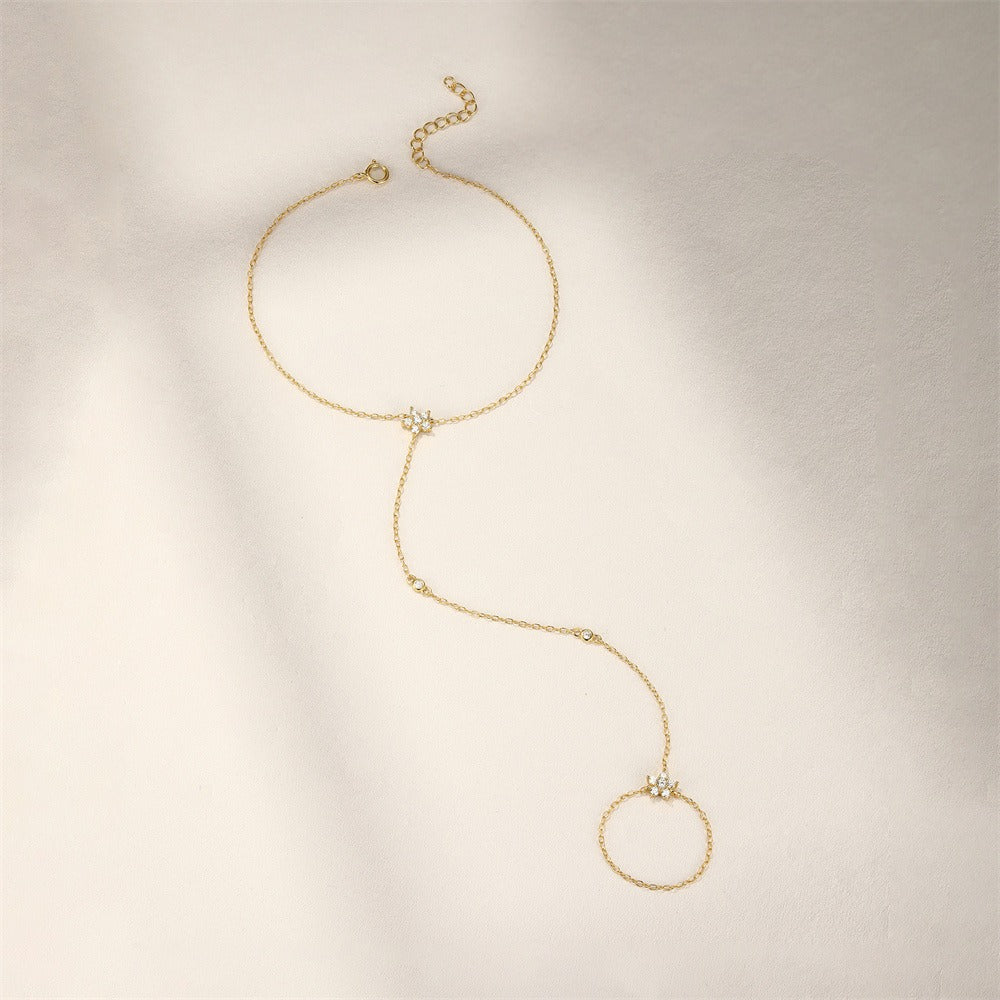 Celeste Dainty Crystal Hand Chain Bracelet