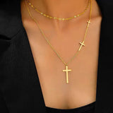 Aria Layered Cross Pendant Necklace