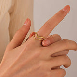 Layered Chevron Gold Adjustable Ring