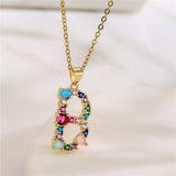 Multicolor Initial A Pendant Necklace