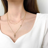 Aria Layered Cross Pendant Necklace