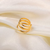Gold Triple-Layer Adjustable Ring