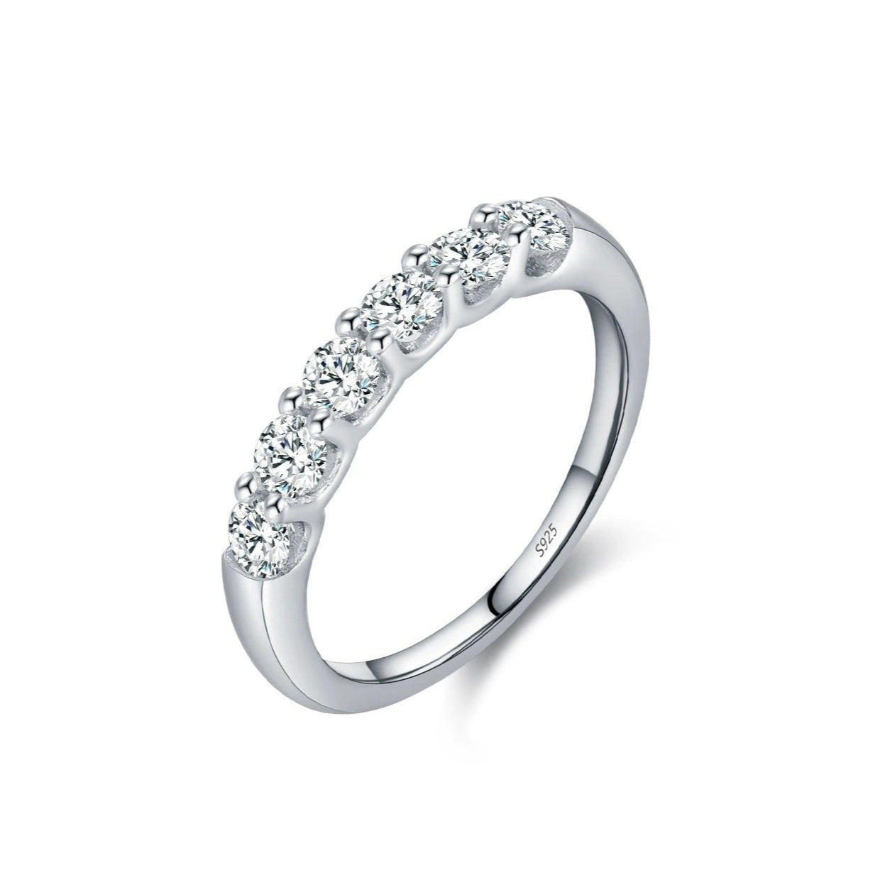 Sparkling Crystal Silver Eternity Ring