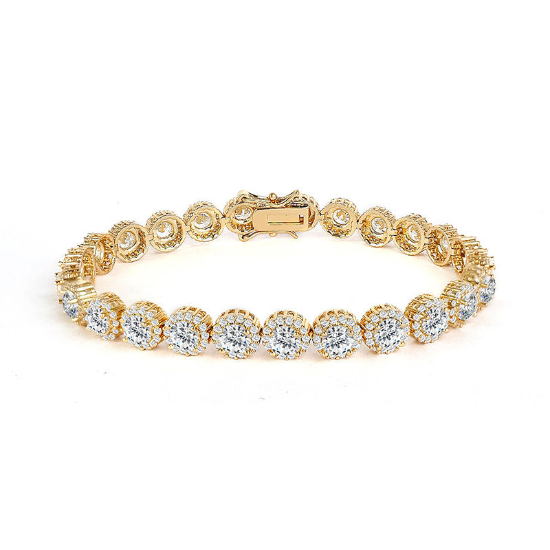 Rose Gold Floral Crystal Tennis Bracelet