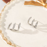 Triple Claw Pavé Ear Climber Earrings