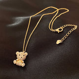 Crystal Teddy Bear Pendant Necklace