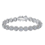 Rose Gold Floral Crystal Tennis Bracelet