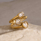Triple Accent Adjustable Ring