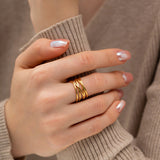 River Layered Gold Adjustable Ring