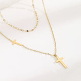 Aria Layered Cross Pendant Necklace