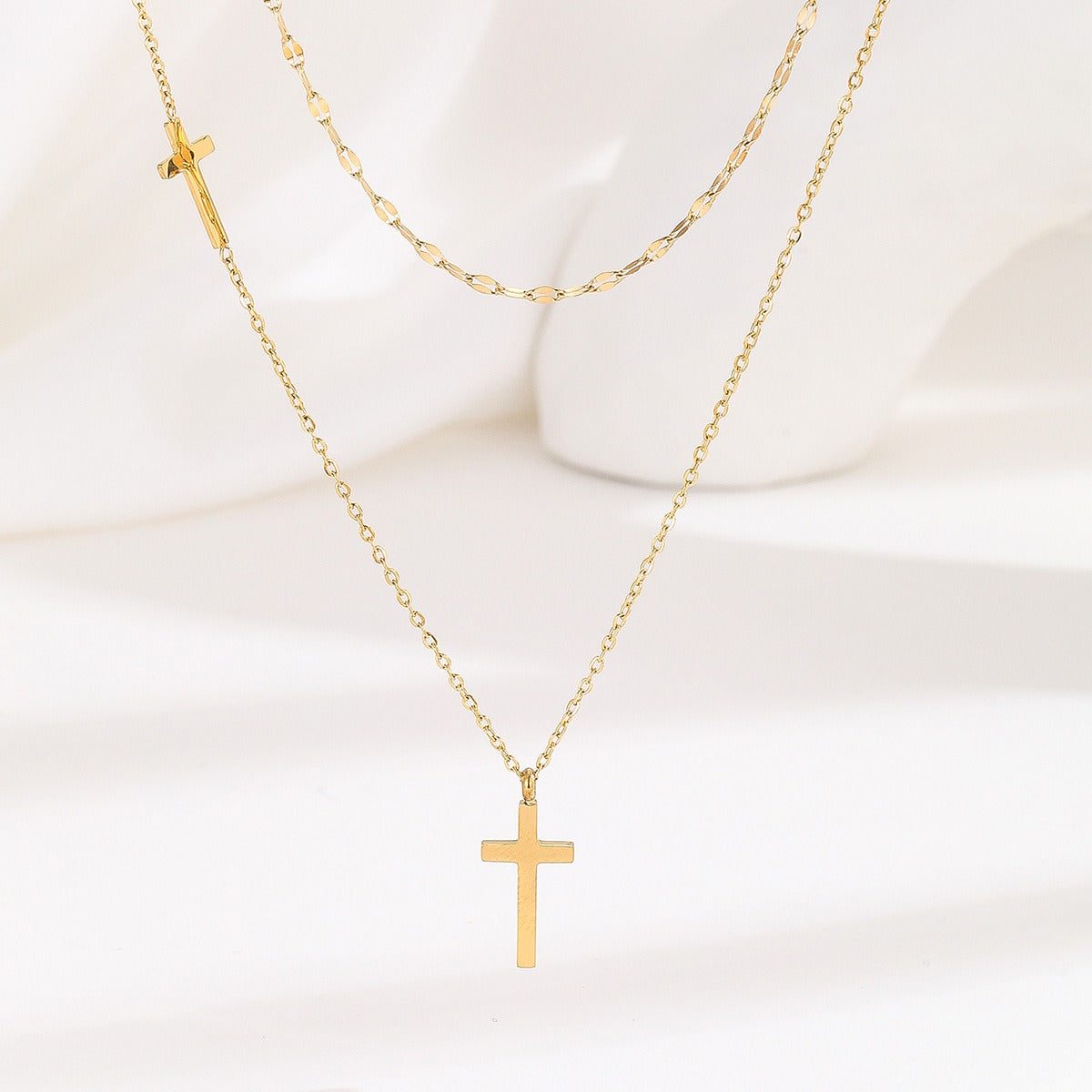 Aria Layered Cross Pendant Necklace