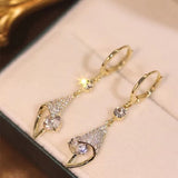 Gold Crystal Teardrop Hoop Earrings