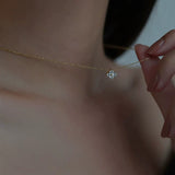 Delicate Crystal Blossom Pendant Necklace