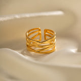 River Layered Gold Adjustable Ring