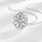 Silver Heart Clover Pendant Necklace