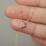 Delicate Crystal Blossom Pendant Necklace