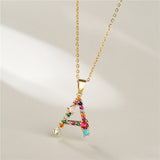 Multicolor Initial A Pendant Necklace