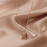 Crystal Teddy Bear Pendant Necklace