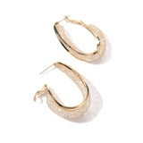 Sculpted Gold Mesh Teardrop Hoop Earrings