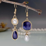 Asymmetrical Pearl and Gemstone Drop Earrings – Elegant & Artistic