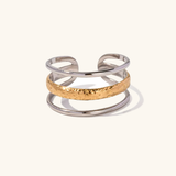 Gold Triple-Layer Adjustable Ring