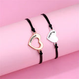 Mother & Daughter Matching Heart Charm Bracelets – Adjustable Black Cord