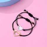 Mother & Daughter Matching Heart Charm Bracelets – Adjustable Black Cord