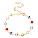 Multicolor Heart Charm Bracelet