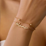 Mama Script Layered Chain Bracelet