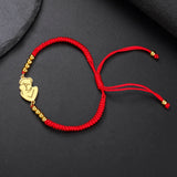 Gold Mother & Child Silhouette Bracelet – Adjustable Black Cord