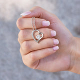 Sterling Silver Heart Necklace with Crystal Center – Elegant Pendant