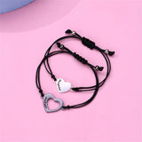 Mother & Daughter Matching Heart Charm Bracelets – Adjustable Black Cord