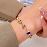 Multicolor Heart Charm Bracelet