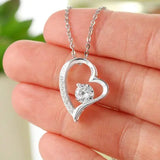 Sterling Silver Heart Necklace with Crystal Center – Elegant Pendant