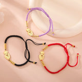 Gold Mother & Child Silhouette Bracelet – Adjustable Black Cord