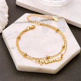 Mama Script Layered Chain Bracelet
