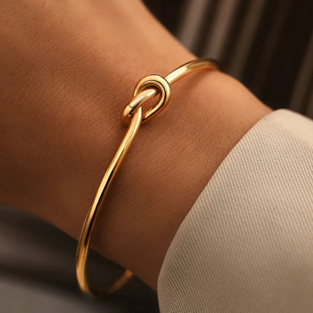 Minimalist Knot Open Cuff Bracelet Set
