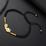 Gold Mother & Child Silhouette Bracelet – Adjustable Black Cord