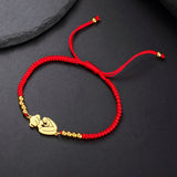 Gold Mother & Child Silhouette Bracelet – Adjustable Black Cord