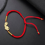 Gold Mother & Child Silhouette Bracelet – Adjustable Black Cord