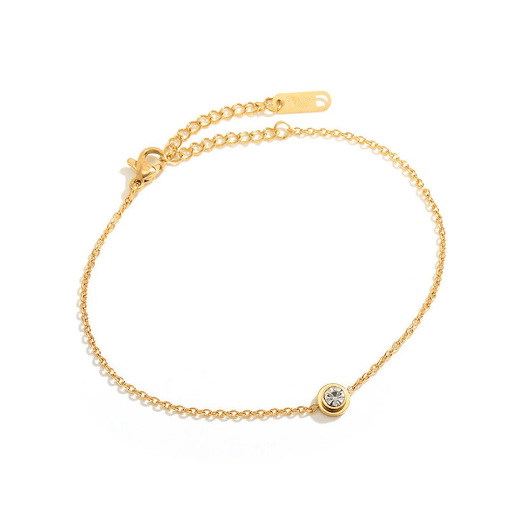 Dainty Gold Crystal Bracelet – Minimalist Adjustable Jewelry