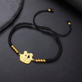 Gold Mother & Child Silhouette Bracelet – Adjustable Black Cord