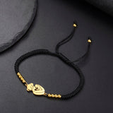 Gold Mother & Child Silhouette Bracelet – Adjustable Black Cord