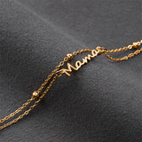 Mama Script Layered Chain Bracelet