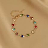Multicolor Heart Charm Bracelet