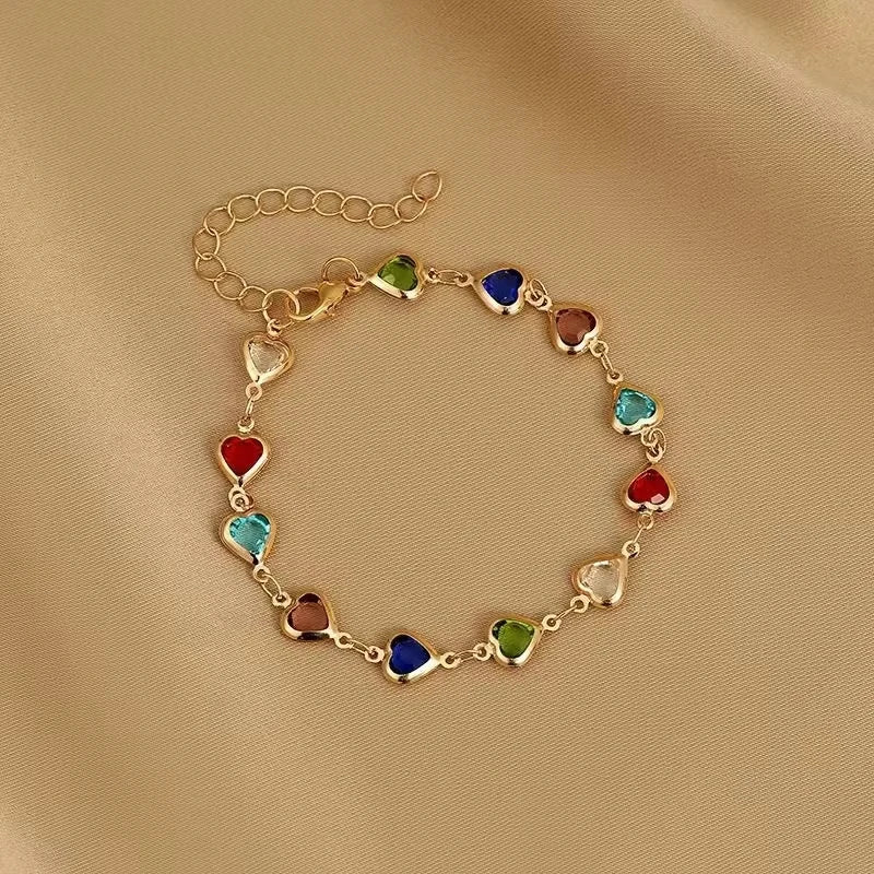 Multicolor Heart Charm Bracelet