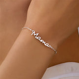Mama Script Layered Chain Bracelet