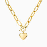 Chunky Heart Pendant Toggle Necklace