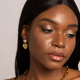 Heart Drop Statement Earrings with Pavé Studs