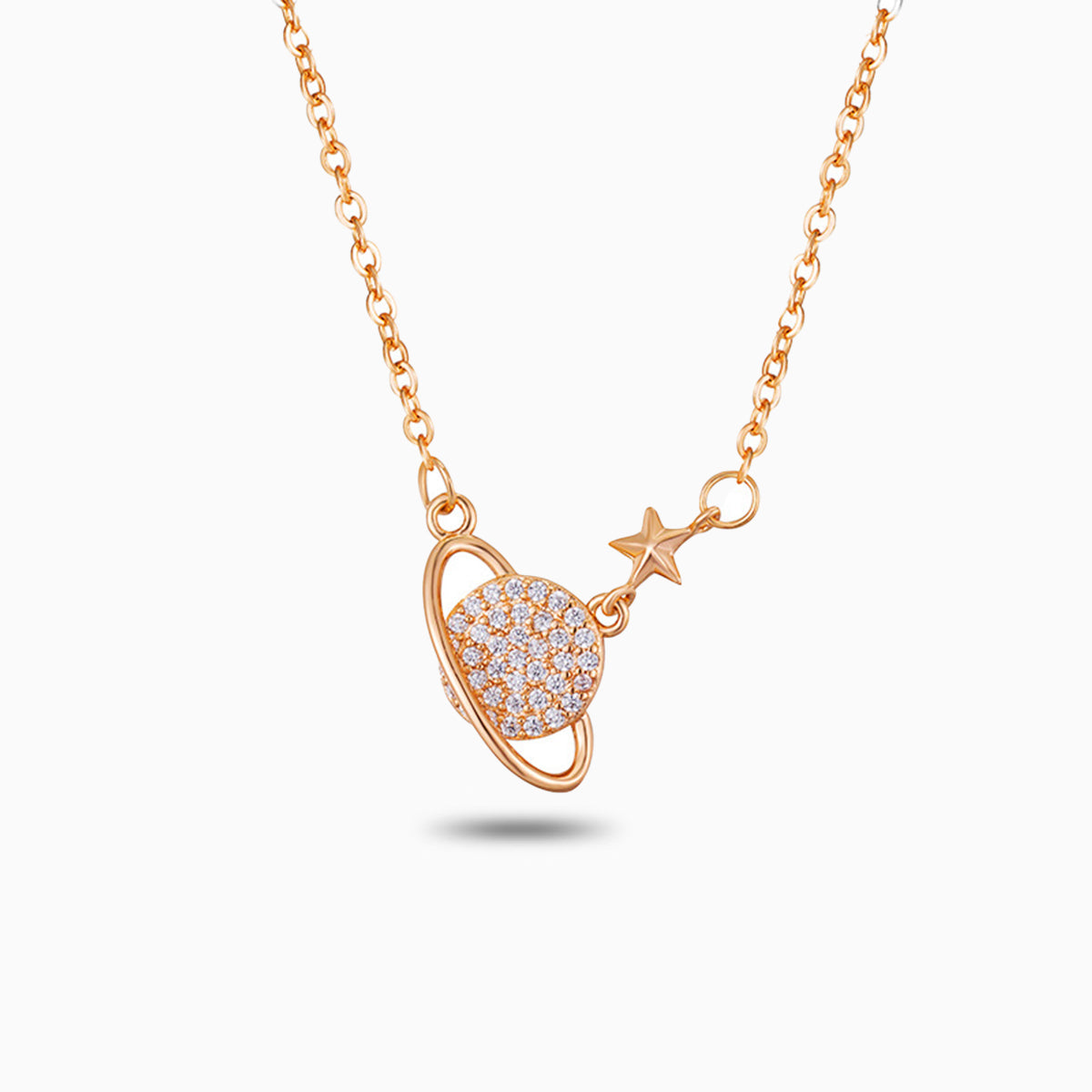 Crystal Planet and Star Pendant Necklace